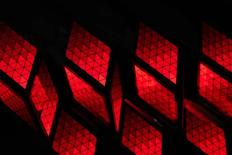 Closeup of red light therapy device
