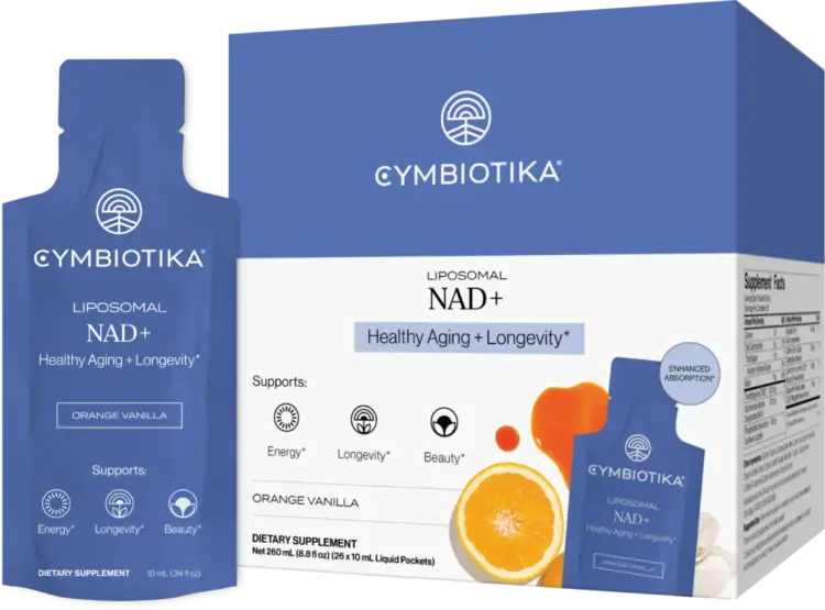 Closeup of NAD+ supplement from Cymbiotika