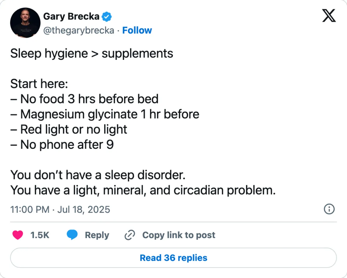 Gary Brecka talking about sleep hygiene